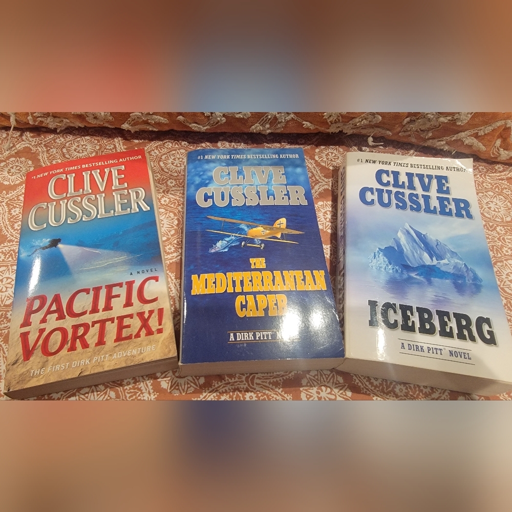 Trio Of Clive Cussler Dirk Pitt Paperback Novels